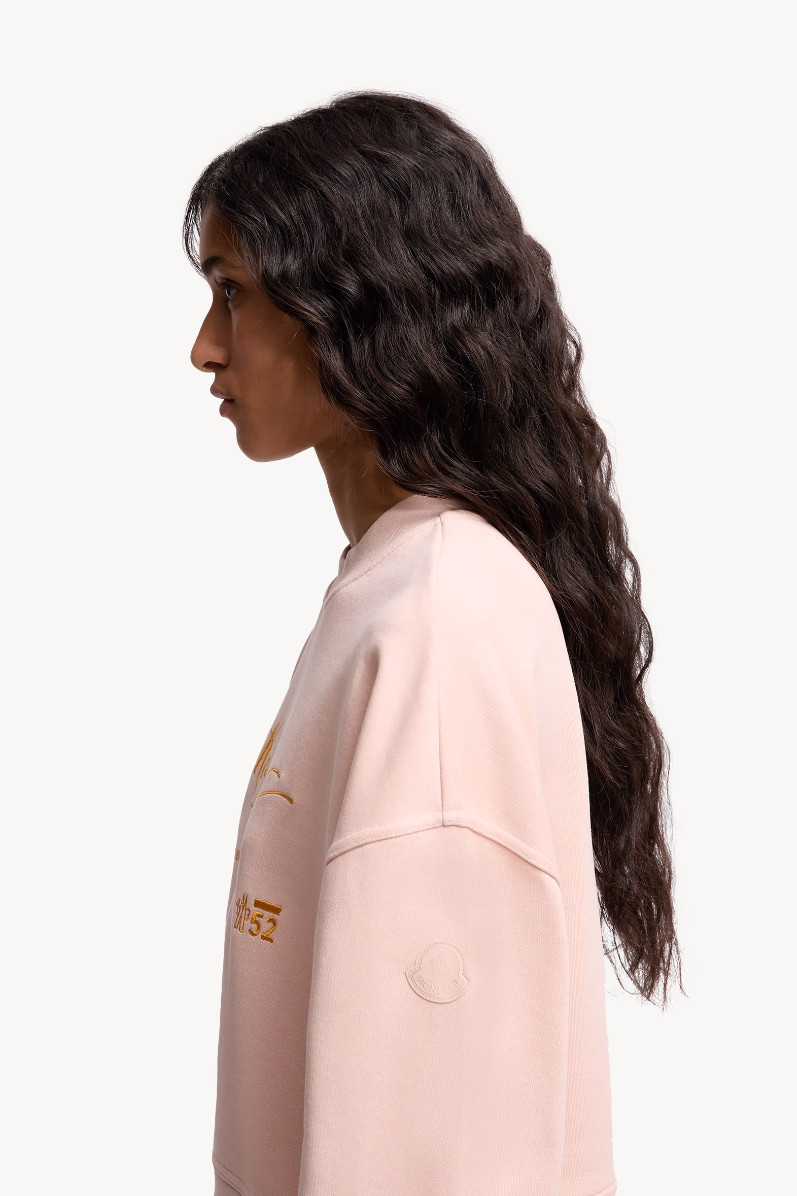 Embroidered Cotton Sweatshirt Women Light Pink Moncler 4